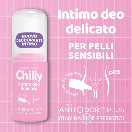 Chilly Gentle Intimate Deodorant, pH 5, met vitamines en prebiotica, 50 ml