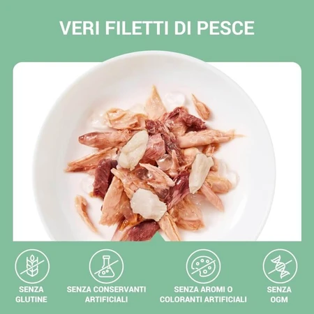 Schesir Complements : filets de thon et de rouget enrobés de gelée - Aliment complet pour chat, 70 g