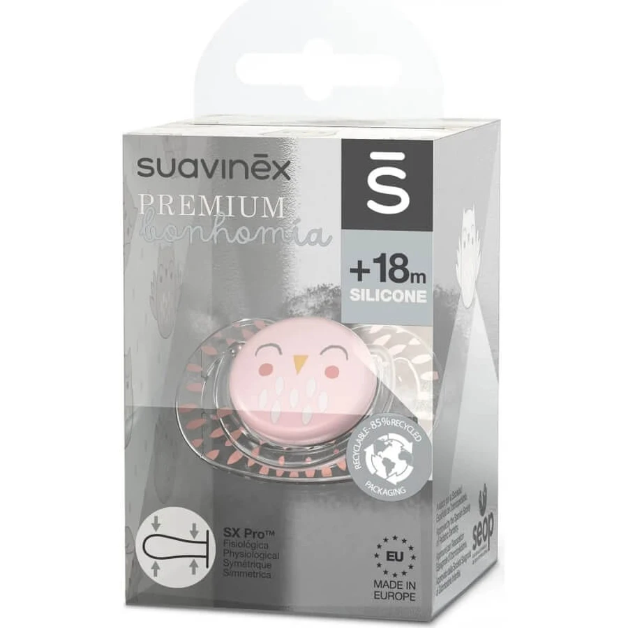 Suavinex Bonhomia – SX Pro Silikon-Schnuller ab 18 Monaten – Rosa