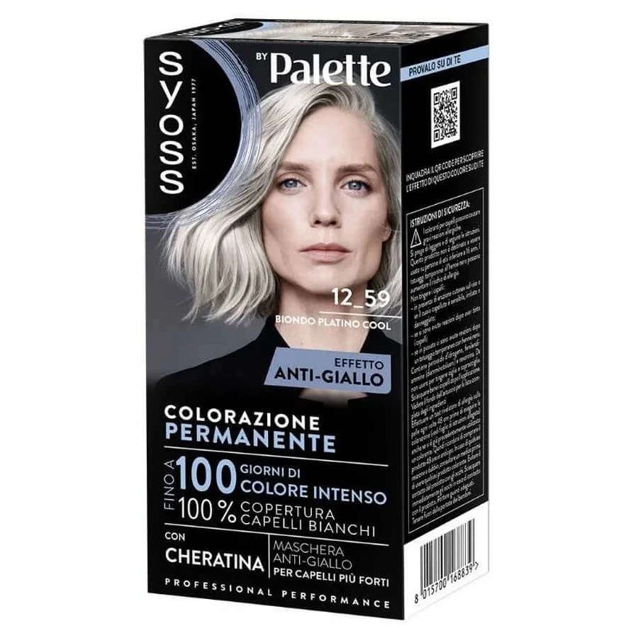 Paleta Syoss – vopsire permanentă 12-59 blond platinat rece