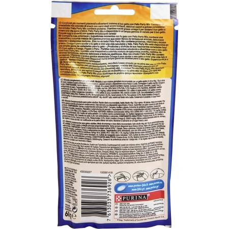 Purina Felix Party Mix Original - Kattenlekkernijen met de smaak van kip, lever en kalkoen, 60 g