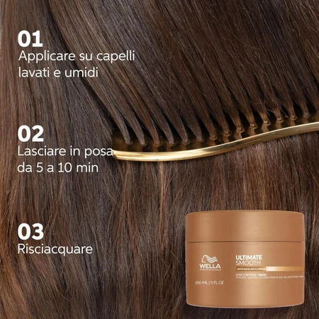 Wella Ultimate Smooth Schritt 2 – Intensivkur für trockenes und krauses Haar, 150 ml