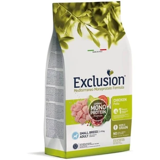 Exclusion Mediterraneo – karma jednobiałkowa dla dorosłych psów małych ras (kurczak) – kompletna karma dla dorosłych psów małych ras, 2 kg