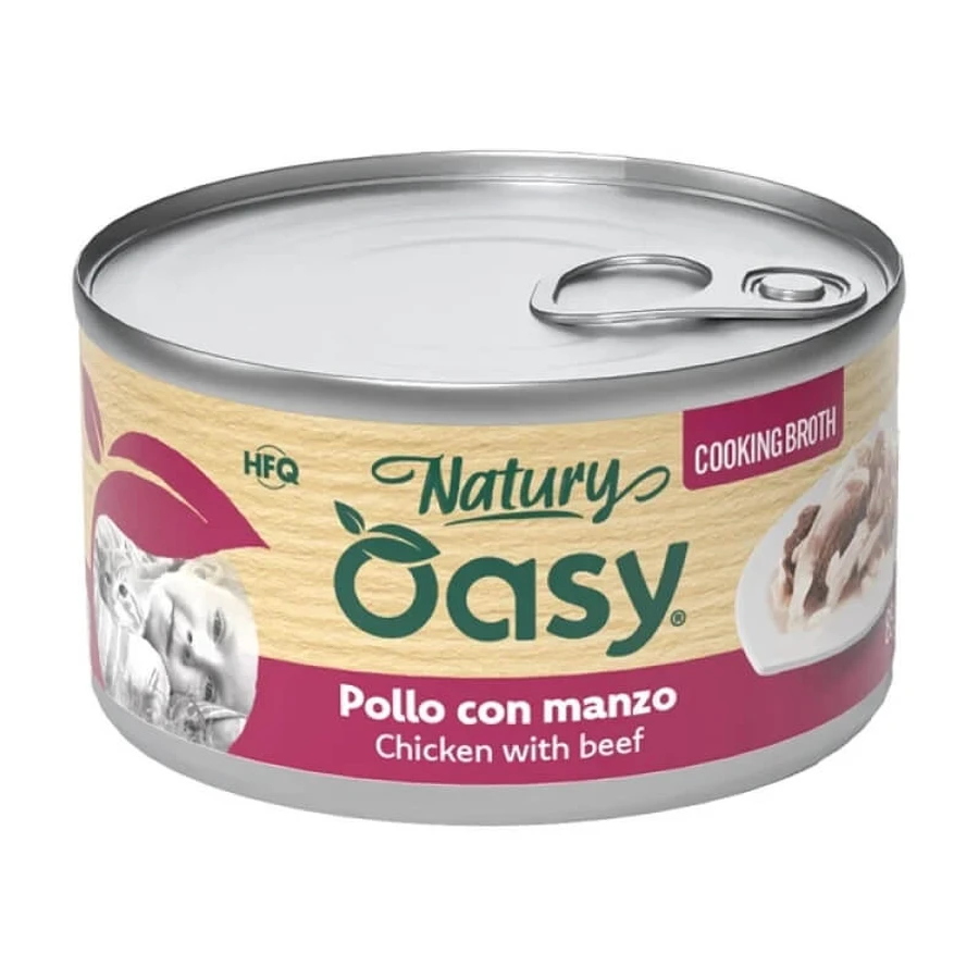 Oasy Wet Cat Natury Chicken with Beef - Complementary Food for Adult Cats, 85 g
