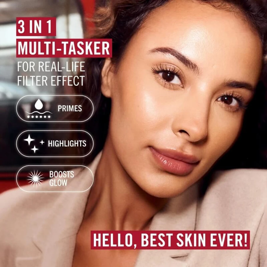 Rimmel Multi-Tasker Better Than Filters 3-in-1 – Grundierung, Glow-Booster &amp; Highlighter Nr. 002 Fair Light