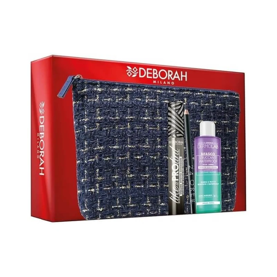 Deborah Mascara Like a Pro Tint + 24-Hour Eye Pencil + Two-Phase Makeup Remover + Cosmetic Pouch