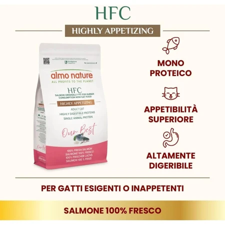 Almo Nature HFC Our Best Highly Appetizing Salmon - Complete Food for Adult Cats, 1.2 kg