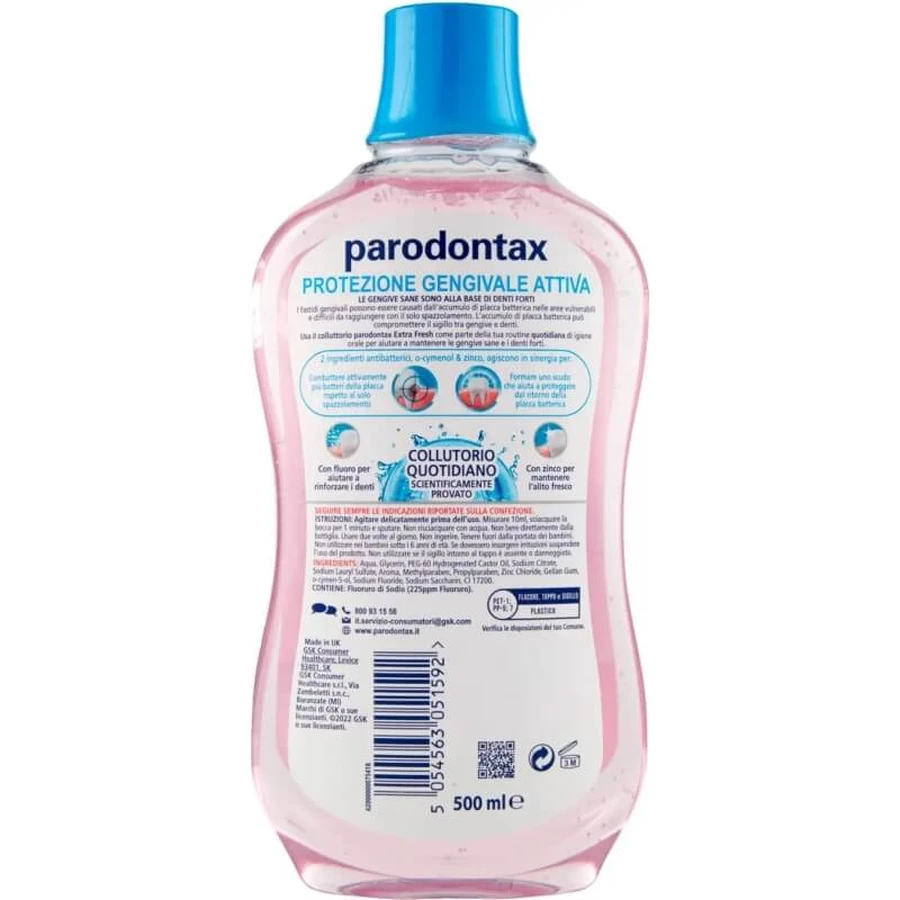 Parodontax Extra Fresh Gum Protection - Mouthwash for Healthy Gums and Teeth, 500 ml