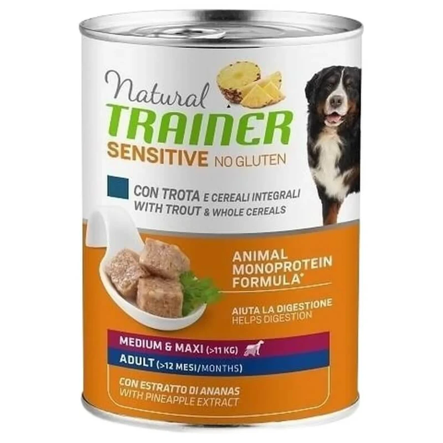 Natural Trainer Sensitive Glutenvrij Forel - Compleet voer voor volwassen middelgrote en grote honden, 400 g