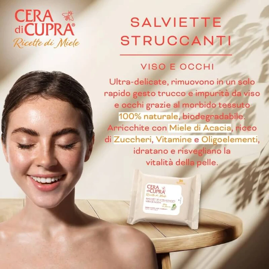 Receta de belleza Cupra Wax: 20 toallitas desmaquillantes faciales