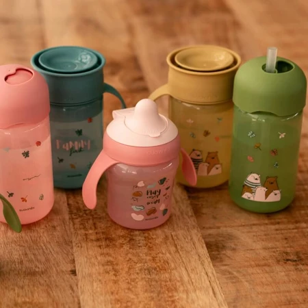 Suavinex My Family 360° Trinklernbecher ab 12 Monaten – 340 ml Trinklernbecher – Rosa