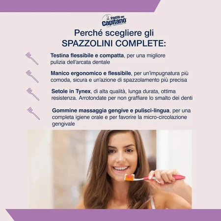 Pasta del capitano Complete – periuță de dinți cu peri de duritate medie, în culori asortate