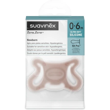 Suavinex Zero Zero - Sucette avec tétine symétrique pour gauchers, destinée aux bébés de 0 à 6 mois (modèle « Deep »)