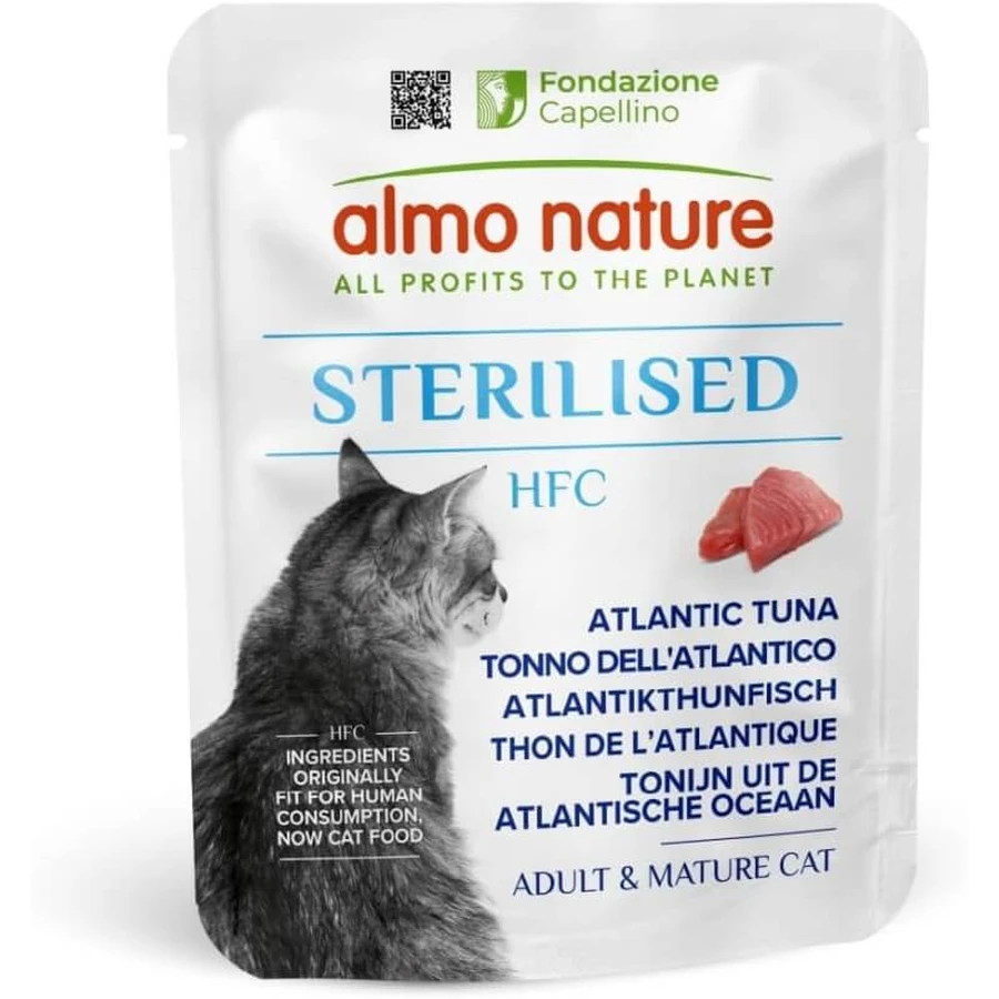 Almo nature Hfc sterilised tonno dell'atlantico - alimento complementare per gatti adulti sterilizzati o poco attivi 50 gr