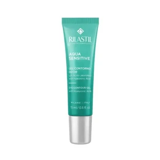 Rilastil Aqua Sensitive - Gel hidratante para el contorno de los ojos que reduce la hinchazón y las ojeras, 15 ml