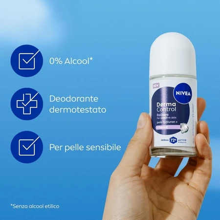 Nivea Derma Control Restore - Desodorante en roll-on protector con fragancia, 50 ml