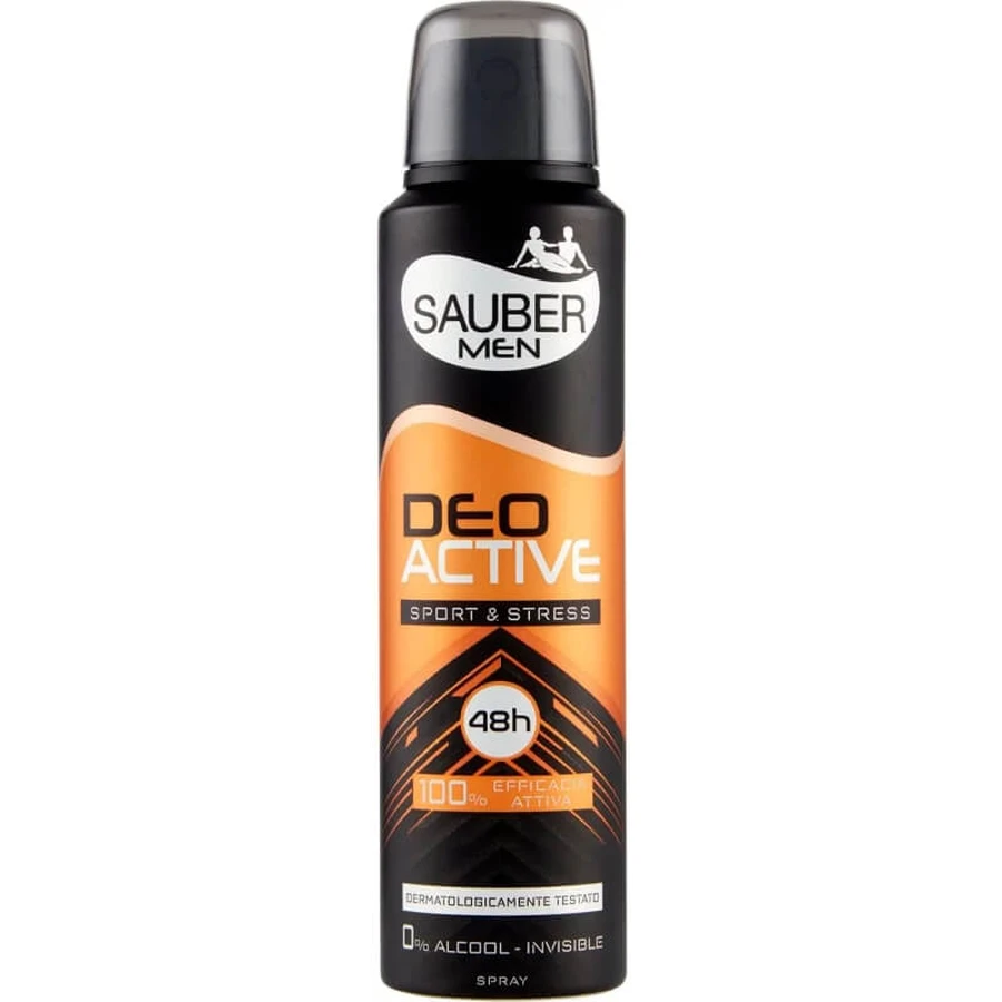 Sauber Men Deoactive Sport &amp; Stress - Invisible Deodorant Spray, 150 ml