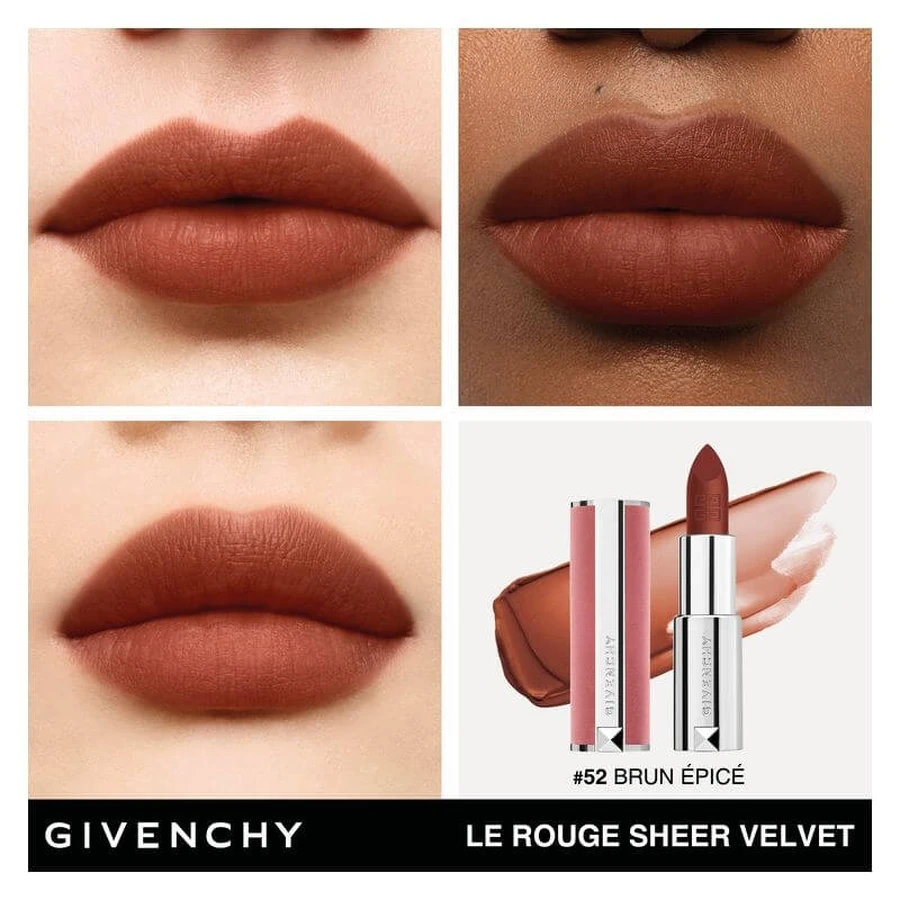 Givenchy Le Rouge Sheer Velvet – Matt-Lippenstift Nr. 52 Brun Épice