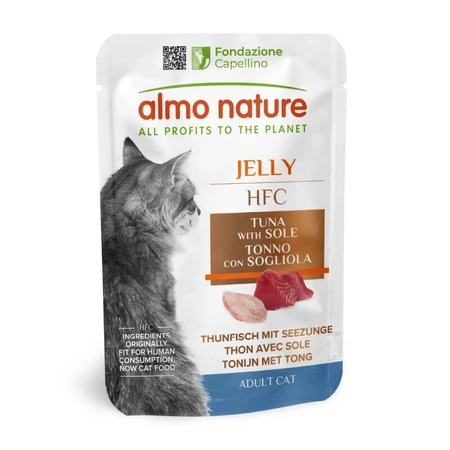 Almo nature Hfc jelly tonno e sogliola - mangime complementare per gatti adulti (boli di pelo) 55 gr