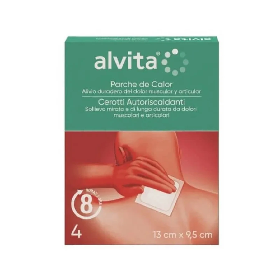 Alvita Selbstwärmendes Pflaster gegen Gelenkschmerzen und Steifheit – 4 Pflaster, 13 x 9,5 cm