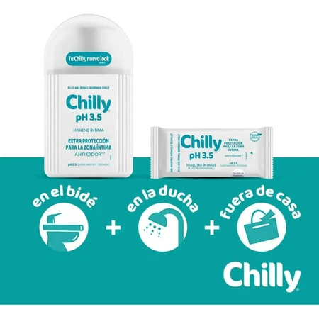 Toallitas íntimas Chilly con pH 3,5 - 12 y protección extra