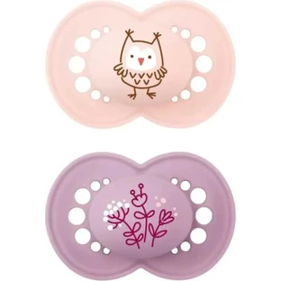 Mam Original - 2 suzete cu tetină din silicon pentru copii de la 6 luni în sus, cu modele feminine asortate