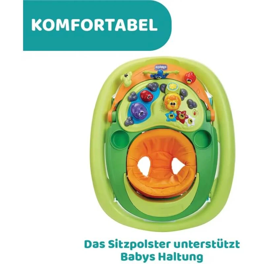 Chicco Walky Talky Green Wave – cărucior de mers cu bară de joacă 3D