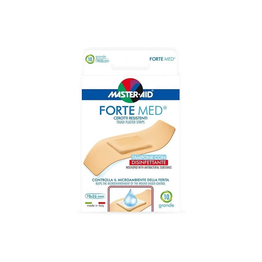 Master Aid – plasturi rezistenți, puternici, med – 10 plasturi de dimensiuni mari