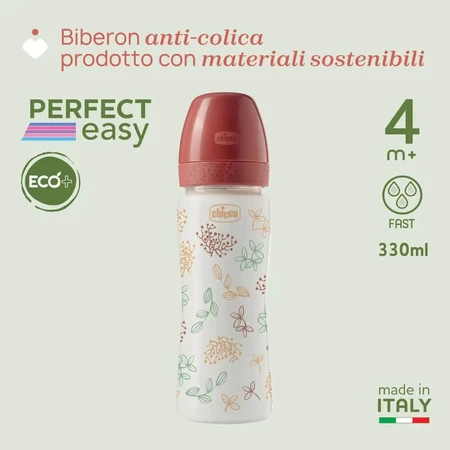 Chicco Perfect Easy Eco+ 330 ml Baby Bottle - Fast Flow
