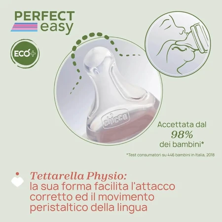 Chicco Perfect Easy Eco+ 330 ml Baby Bottle - Fast Flow