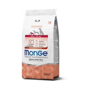 Monge Natural Superpremium Mini Puppy & Junior con salmón y arroz - Pienso seco para perros, 2,5 kg