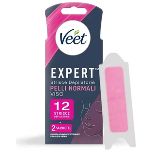 Veet Expert - 12 facial hair removal strips for normal skin