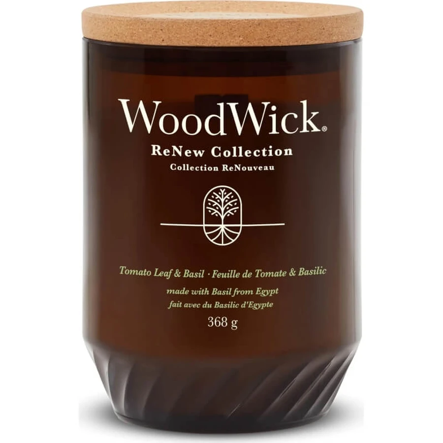 Woodwick Tomato leaf &amp; basil - candela profumata grande 368 g