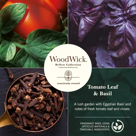 Woodwick Tomato leaf &amp; basil - candela profumata grande 368 g