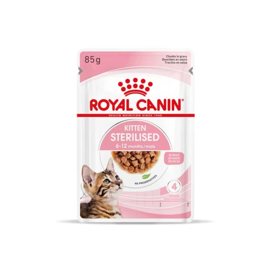Royal Canin Kitten Sterilized - Alimento completo para gatos esterilizados o castrados de entre 6 y 12 meses, 85 g