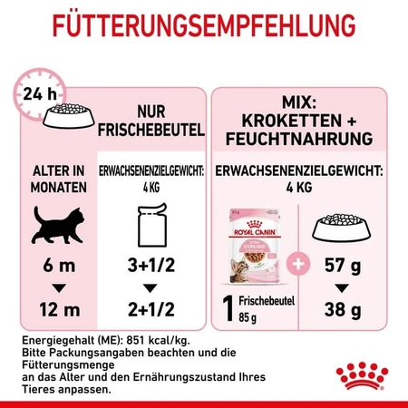 Royal Canin Kitten Sterilized - Alimento completo para gatos esterilizados o castrados de entre 6 y 12 meses, 85 g