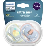 Avent Ultra Air 0-6m+ - 2 Silicone Pacifiers - Parrot/Pineapple