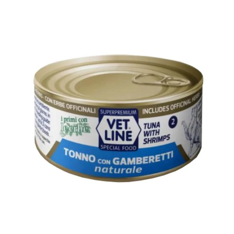 Vet line Ton și creveți – hrană completă pentru pisici, 70 g