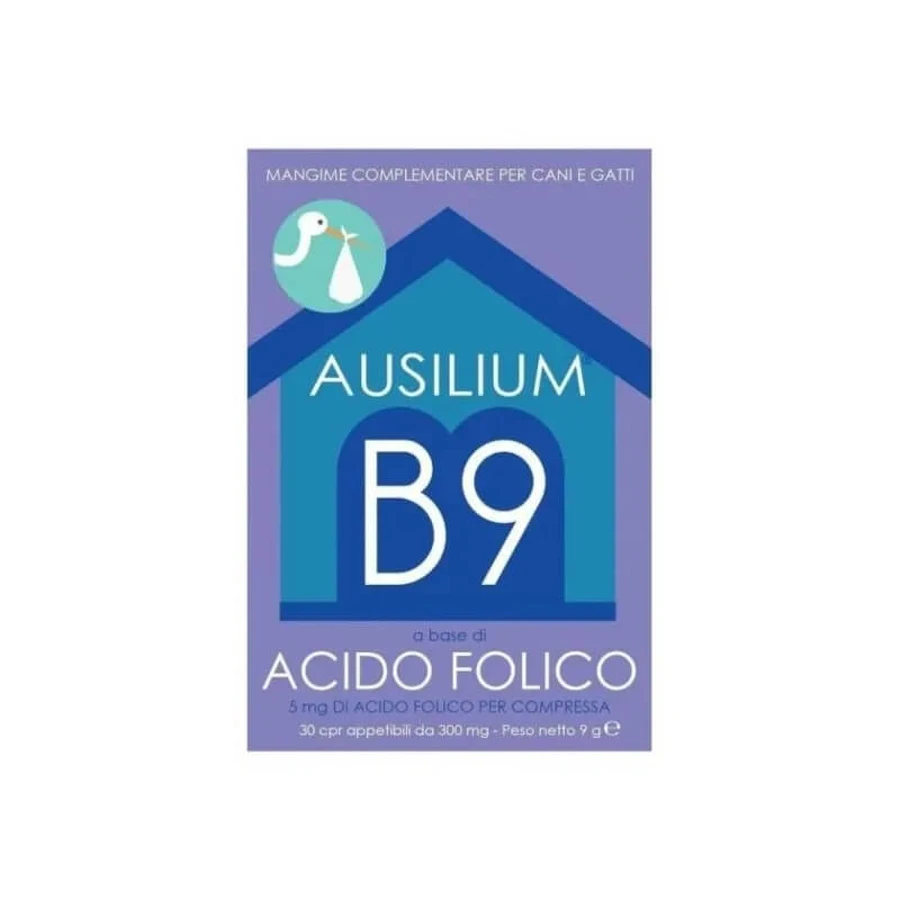 Deakos Ausilium b9 Folsäure 30 Tabletten – Ergänzungsfuttermittel für Hunde und Katzen