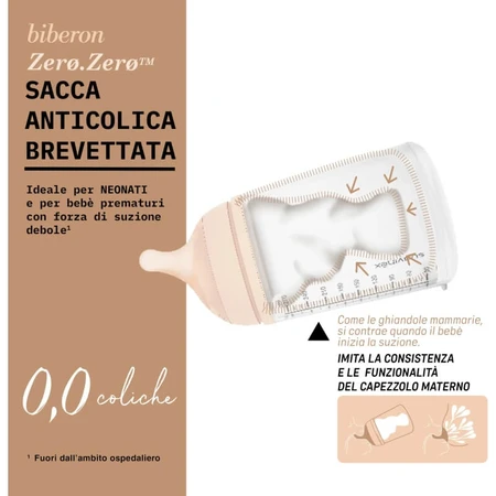 Suavinex Zero Zero Medium 3 mois et plus - Biberon anti-coliques à débit moyen, 270 ml