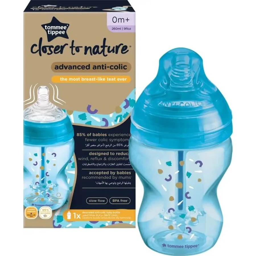 Tommee Tippee Anti-colici avansat – biberon de 260 ml – elefant albastru