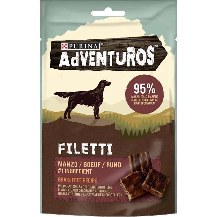 Filete de vită Adventuros – gustări pentru câini, 70 g