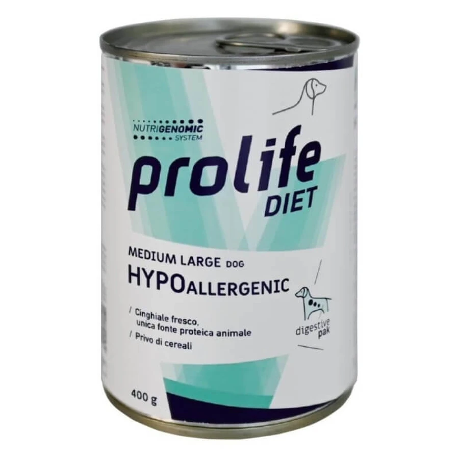 Prolife Hypoallergenes Hundefutter für mittelgroße und große Rassen mit frischem Wildschwein – Alleinfuttermittel für mittelgroße und große Hunde mit Nahrungsmittelunverträglichkeiten, 400 g