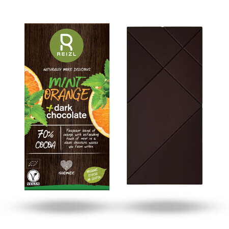 Zartbitterschokolade mit Minze und Orange, 70 gr, Reizl
