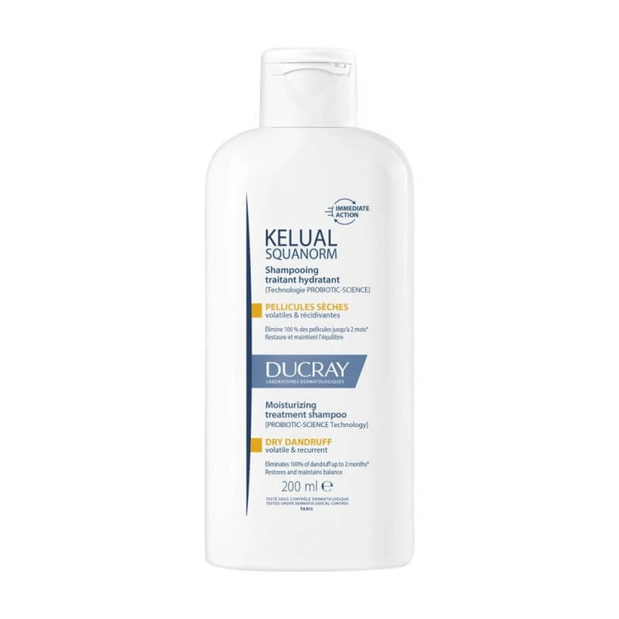 Ducray Kelual Squanorm - Moisturizing Treatment Shampoo for Dry Dandruff, 200 ml