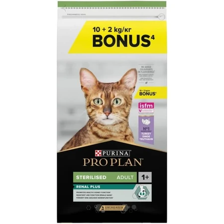 Purina Pro Plan Sterilized Adult 1+ Renal Plus Turkey - Compleet voer voor gesteriliseerde volwassen katten, 10 kg