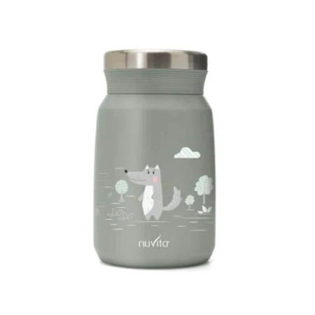 Nuvita Thermos - 500 ml stainless steel food container in sage green