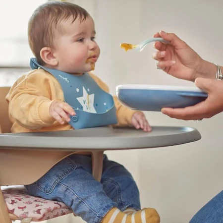 Nuvita 2 siliconen lepeltjes voor de overgang naar vaste voeding, vanaf 0 maanden, blauw