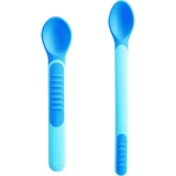 Mam Heat-Sensitive Spoons &amp; Covers - 2 Teaspoons with Lids, 6m+ - Boys