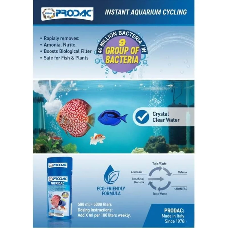 Prodac Nitridac - Culture bactérienne liquide pour aquariums, 100 ml